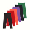 6-Pack Girls' Solid Color Athletic Leggings - Medium Stretch Skinny Fit, 92% Polyester/8% Spandex
