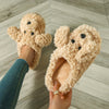 Women's Plush Teddy Dog Slip-On Slippers — Casual All-Season Indoor/Outdoor, Hand-Washable Fabric & EVA Sole