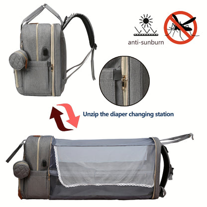 Lamroro Diaper Bag Backpack with Changing Pad – Multi-Functional Travel Baby Bag with USB Charging Port, Waterproof Polyester, Zipper Closure & Utility Pockets – Perfect for Parents, Preschool & Travel - Kidzy Market