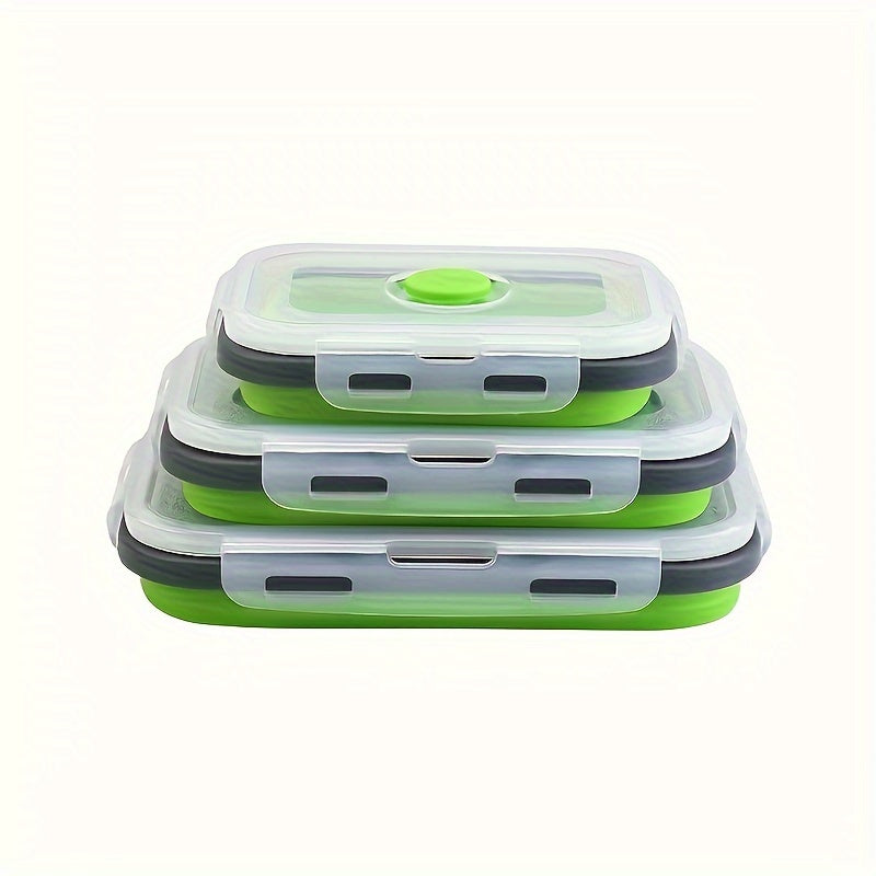 3/4 Pack Foldable Silicone Food Containers – BPA-Free Bento Boxes for Meal Prep – Leak-Proof, Microwave & Refrigerator Safe Storage Solution