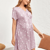 Maternity Nursing Nightgown - Short-Sleeve Open-Front Casual Summer Pregnancy Dress for Breastfeeding