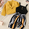 Striped Print Baby Girl 3-Piece Romper, Jacket & Belt Set - 0-3 Years, Spring/Fall Outdoor Outfit