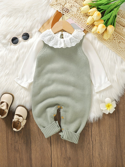 Baby Girl Knitted Bodysuit – Baby Love Jacquard Design (Soft & Comfortable, Indoor & Outdoor Wear)