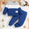 Boys' 2-Piece Color Block Set — Long Sleeve Top & Pants, Cozy Polyester Blend for Fall/Winter Outdoor