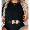 Comfy 'Mom of Twins' Pregnancy Announcement Tee - Casual Black T-Shirt with Cartoon Twins Design, Short Sleeve, Round Neck - Perfect for New Moms, Maternity Clothes