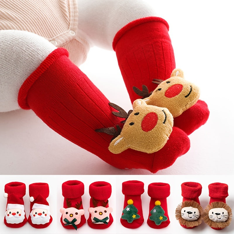 1 Pair Baby Boys & Girls Anti-Skid Floor Socks - Cartoon Doll Christmas Socks for Toddlers & Children | Cute & Trendy Design