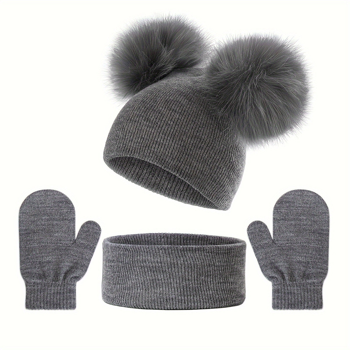 Cozy Knit Winter Set for Toddlers 0-3 Years – Cute Hat, Scarf & Gloves Combo – Breathable & Stretchy for Casual Winter Attire - Kidzy Market