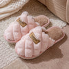 Women's Plaid Color-Block Plush-Fur Lined Winter Slippers - Cozy Non-Slip PVC Sole Indoor House Shoes (Grey/White)