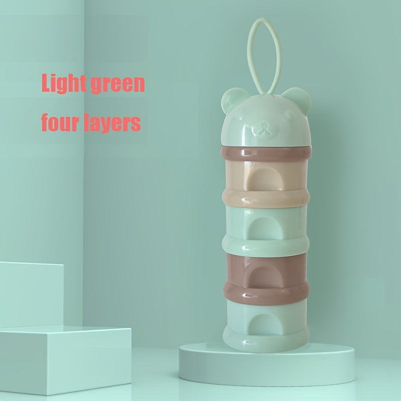 Portable 3-Layer & 4-Layer Baby Formula Dispenser – Cute Bear Snack Storage Container for Travel & Home