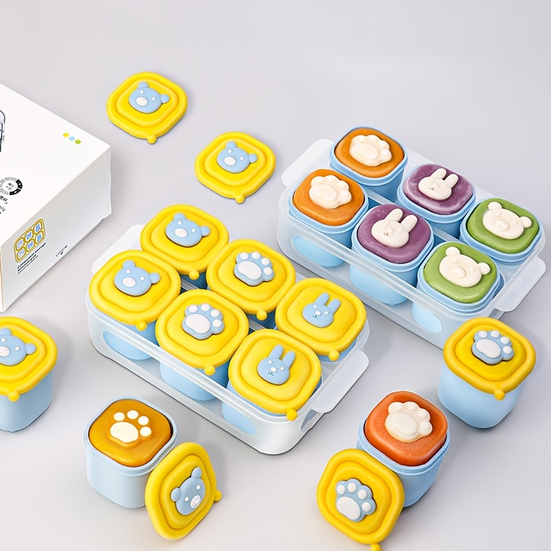 6pcs/Set Baby Food Storage Box, Cartoon Silicone Infant & Toddler Freezer Mold Bowl, Perfect for Complementary Baby Food Storage