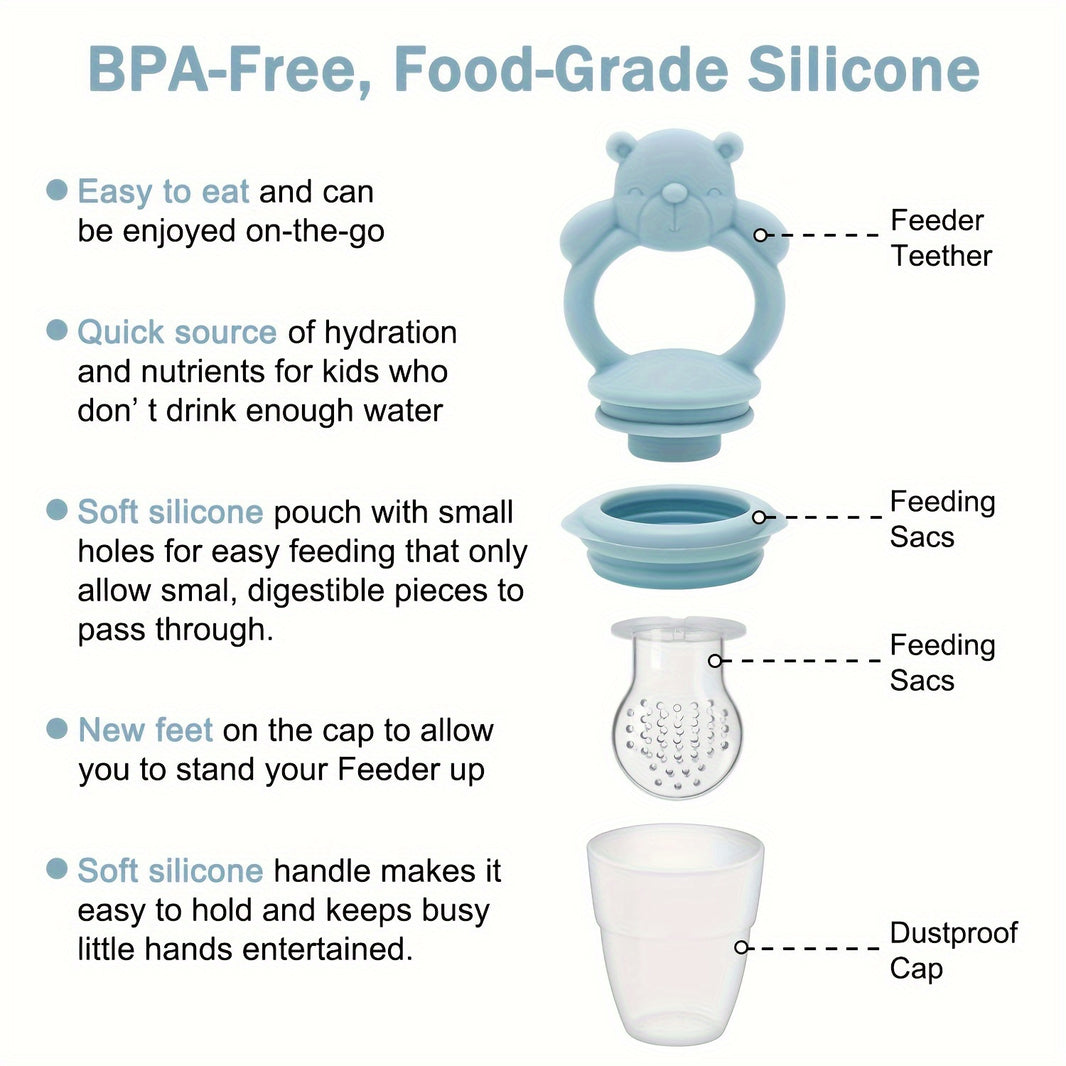 Silicone Baby Food Mold Set – Breast Milk & Popsicle Maker with Fruit & Vegetable Teether, Twist-Up Food Storage Container, Bear-Shaped Ice Tray for Homemade Kids’ Meals