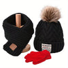3-Piece Set – Youngsters' Knitted Beanie, Scarf & Gloves with Extra Fleece for Warmth – Perfect for Autumn & Winter - Kidzy Market