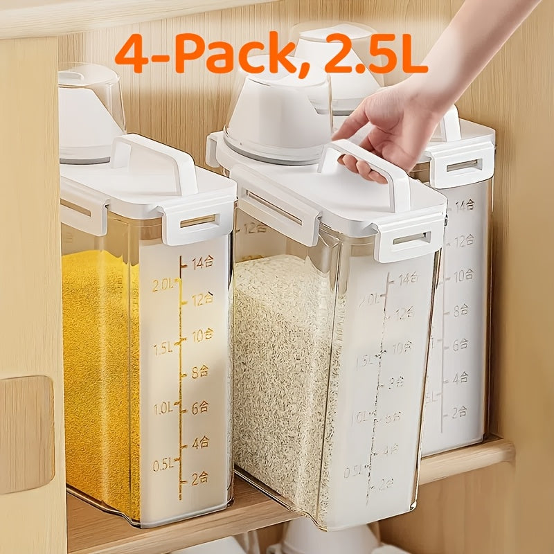 4pcs BPA-Free Plastic Food Storage Containers with Secure Lock – Moisture-Resistant, Clear & Stackable – Ideal for Grains, Nuts, Seeds, and More – Kitchen Organization Essentials