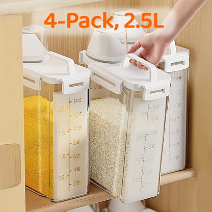4pcs BPA-Free Plastic Food Storage Containers with Secure Lock – Moisture-Resistant, Clear & Stackable – Ideal for Grains, Nuts, Seeds, and More – Kitchen Organization Essentials