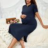 Maternity Nursing Nightdress – Soft Stretch Knit Open-Front Nightgown for Easy Breastfeeding