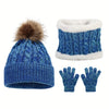 3-Piece Set – Children's Warm Hat, Scarf & Gloves – Autumn & Winter Plus Velvet, Mixed Color Knitted Set - Kidzy Market