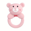 Soft Silicone Cartoon Bear Teething Ring — Flexible Baby Teether, Soothes Gums, Safe Anti-Choking Design, Mixed Colors