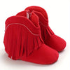 Baby Girls Tassels Warm High-Top Boots, Non-Slip Soft Thick Crib Prewalker Shoes