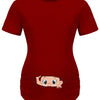 Letter Printed Short-sleeved Maternity Wear Black T-shirt with Big-eyed Baby Pattern
