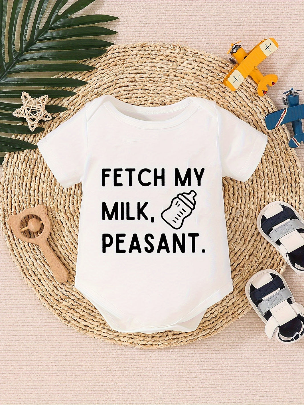 Unisex Baby White Short Sleeve Onesie – Cute Letter Print Jumpsuit for Boys & Girls