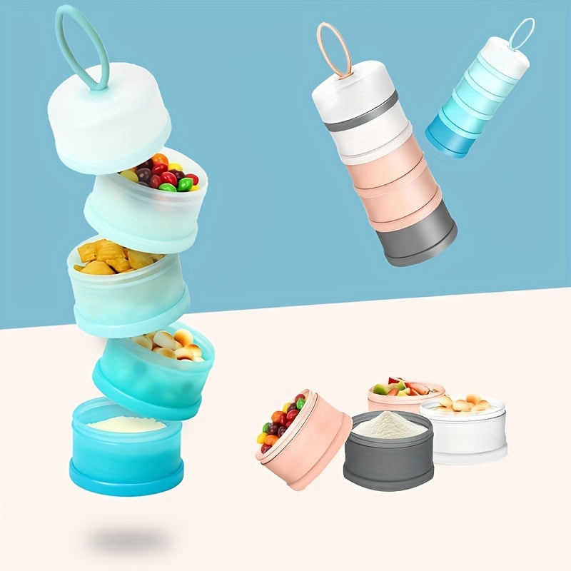 2-Pack Stackable Baby Formula Dispenser – 4-Layer Portable Milk Powder & Snack Storage Container – Non-Spill Travel Food Box for Baby Feeding, Outdoor & Camping