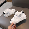 Girls No-Tie Heart Graphic Slip-On Sneakers — Lightweight Mid-Top Walking Shoes with Hook-and-Loop Closure, Valentine's Day Gift
