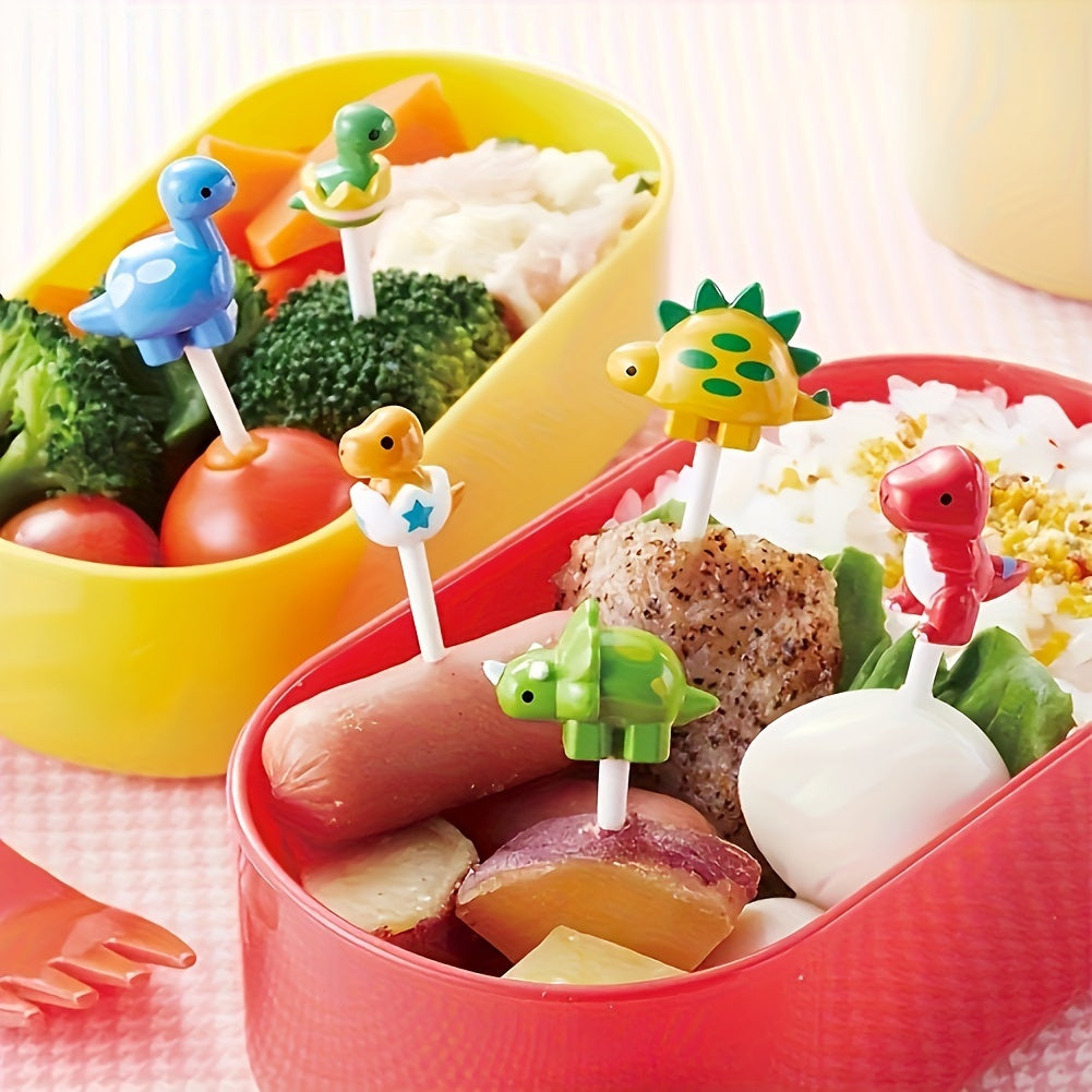 6PCS Cute Dinosaur Fruit Fork Set – Random Color Snack & Dessert Decorative Forks, Creative Tableware for Holiday Parties & Events