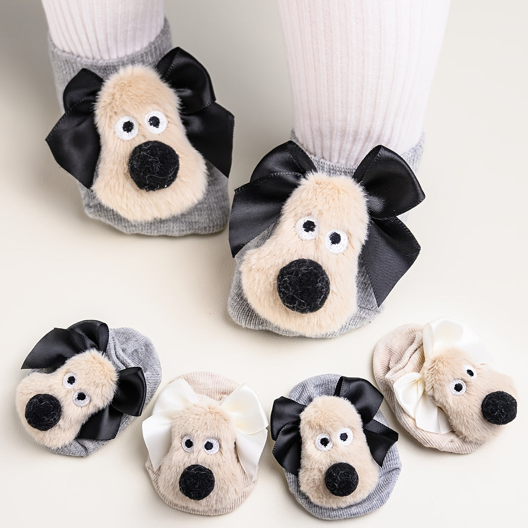 1 Pair/2 Pairs Cute Cartoon Dog & Butterfly Baby Socks - Non-Slip Invisible Boat Socks for Kids | Comfortable All-Season Knit Fabric | 98% Polyester, 2% Spandex | Hand Wash Only