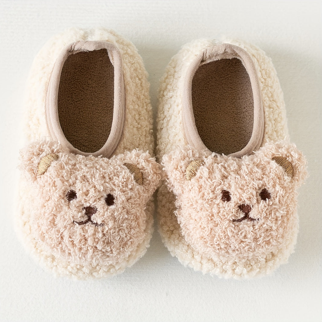 1 Pair Kids Cartoon Bear Soft Sole Non-Slip Toddler Socks - Breathable Polyester Spandex Invisible Socks for All Seasons | Hand Wash Only, Thick