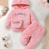 Cute Baby Girl Long-Sleeve Hooded Outfit – Solid Color with Embroidered Cartoon Design & Adorable Bear Bag, Perfect for Spring, Autumn & Winter - Kidzy Market