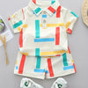 2-Piece Infant & Toddler Boy Polo Shirt & Casual Shorts Set – Color Block Print Spring/Summer Outfit
