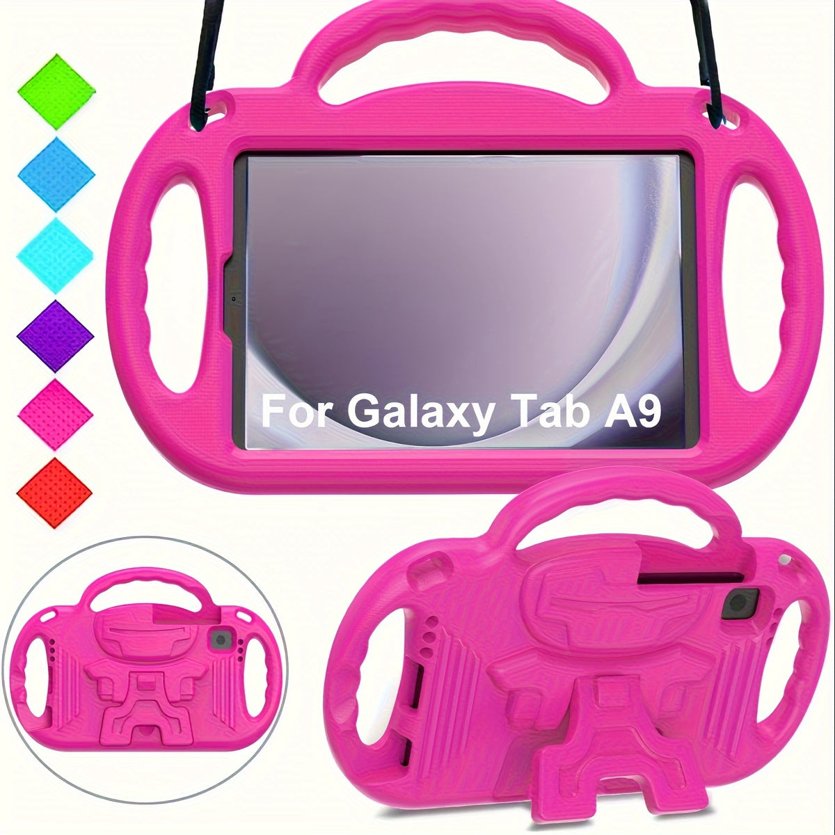 Blue Shockproof Case for 8.7-Inch Galaxy Tab A9 & Tab A7 Lite — Detachable Shoulder Strap, Kickstand, Reinforced Grip Handles, Lightweight EVA – view 13