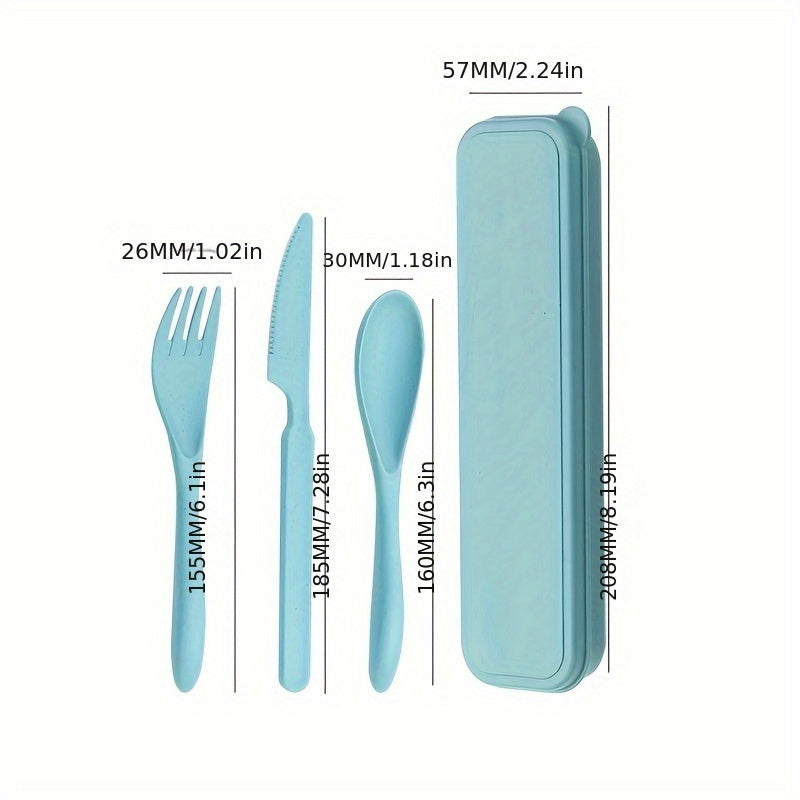3-Piece Plastic Flatware Set with Travel Case – Portable Knife, Fork & Spoon Combo for Picnic, Outdoor & Home Use