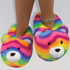 Polar Bear Plush Kids Slippers - Cozy Indoor Slip-On Shoes for Teens & Youth, Blue & Purple Tie-Dye, Warm Fabric, Anti-Slip