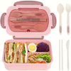 1 Set 40.58 Oz Leak-Proof Lunch Box with Utensils – 3-Compartment BPA-Free Meal Container with Knife, Fork & Chopsticks, Microwave Safe, Perfect for School & Work