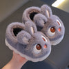 Kids Rabbit Slippers - Fleece-Lined Slip-On Indoor Shoes with Non-Slip Rubber Sole for Boys & Girls