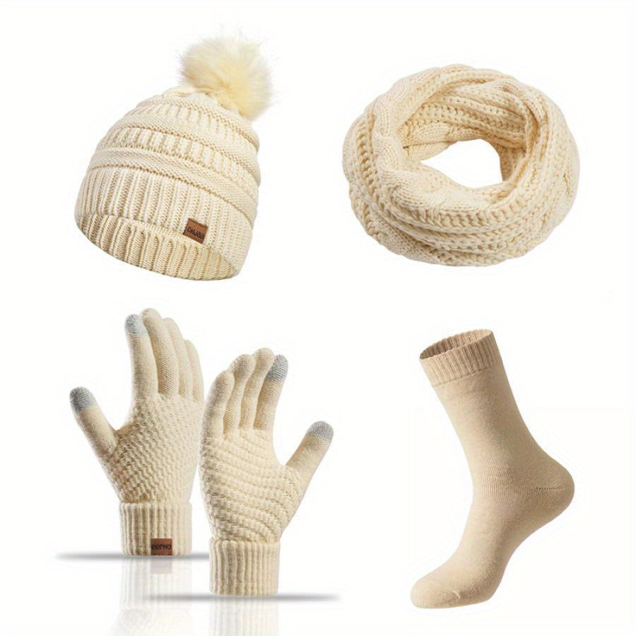 4-Piece Winter Set – Beanie Hat, Scarf, Gloves & Socks for Ultimate Warmth & Comfort" - Kidzy Market