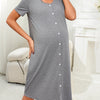 Monochrome Maternity Nightgown — Comfortable Pregnant Women's Sleep Dress