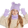 Unisex 3-Piece Winter Beanie Hat Set – Warm Acrylic Hat with Bear Ears, Scarf & Gloves - Kidzy Market