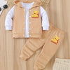 Disney Winnie the Pooh 3-Piece Baby Outfit Set – Cute Cartoon Hoodie, Vest & Elastic Waist Pants for Boys & Girls (Ages 0-3 Years)