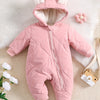 Thickened One-Piece Infant Outfit – Fleece-Lined Zipper Romper (Autumn/Winter, Newborn, Outdoor Wear, Perfect for Holidays)