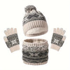 1-Piece Autumn & Winter Children's Warm Set – Cute Snowflake Knitted Hat, Scarf & Gloves for Baby - Kidzy Market
