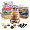 16-50PCS Food Storage Containers Set - BPA-Free Plastic Containers with Lids, Labels & Marker - Stackable, Leak-Proof, Reusable Kitchen Organizers for Meal Prep & Pantry Storage