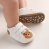 Cartoon Bear Baby Shoes (3/6/9 Months) — Anti-Slip Corduroy Crib Shoes with Hook-and-Loop Closure, Breathable Rubber Sole