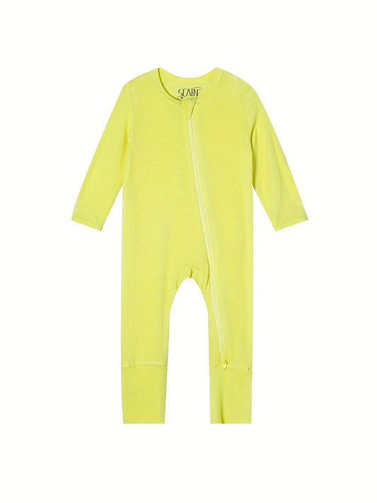 Baby Casual Ribbed Zip-Up Romper – V-Neck Newborn Jumpsuit (Cute & Comfortable for Outdoor Wear)