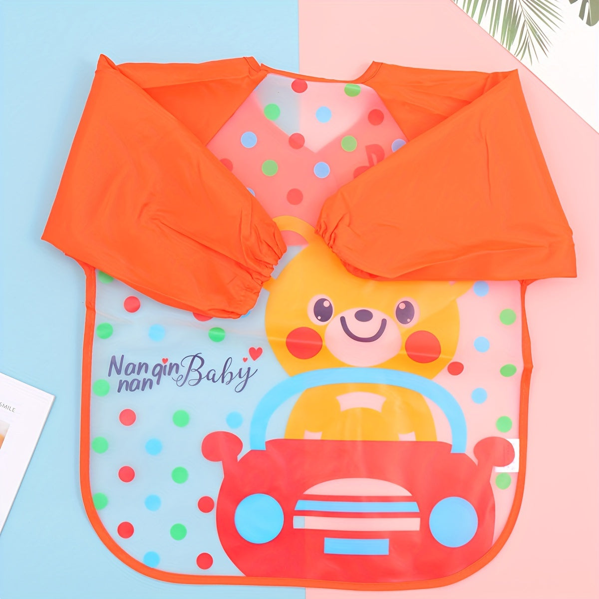 Waterproof Long-Sleeve Baby Bib – Reversible Cartoon Feeding Smock for Toddlers & Kids - Kidzy Market