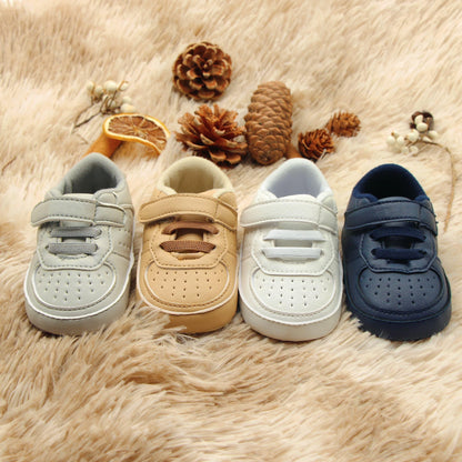 Newborn Baby Boys Premium Soft Sole Mid-Top Infant Prewalker Toddler Sneakers