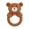 Soft Silicone Cartoon Bear Teething Ring — Flexible Baby Teether, Soothes Gums, Safe Anti-Choking Design, Mixed Colors