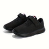 Boys' Mesh Sports Shoes - Black Low-Top Sneakers with Hook & Loop (Sizes 28–39)