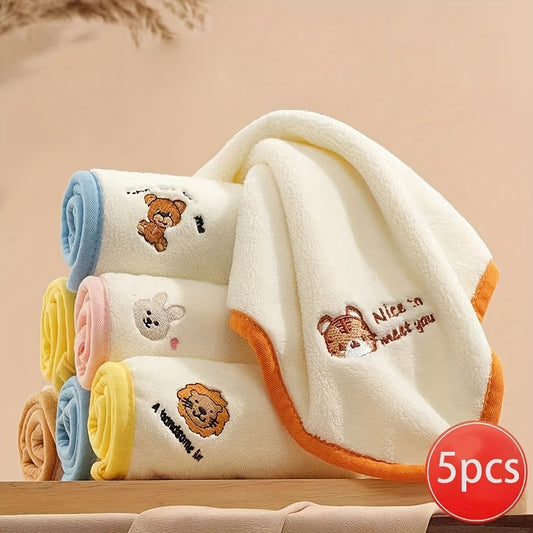 Set of 5 Soft Baby Washcloth Towels – Comfortable Square Towels & Drool Bibs for Newborns & Infants - Kidzy Market